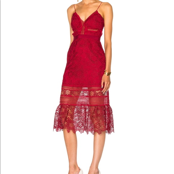 Self Portrait Raspberry Red Dress Size 8 Like New - Picture 2 of 5